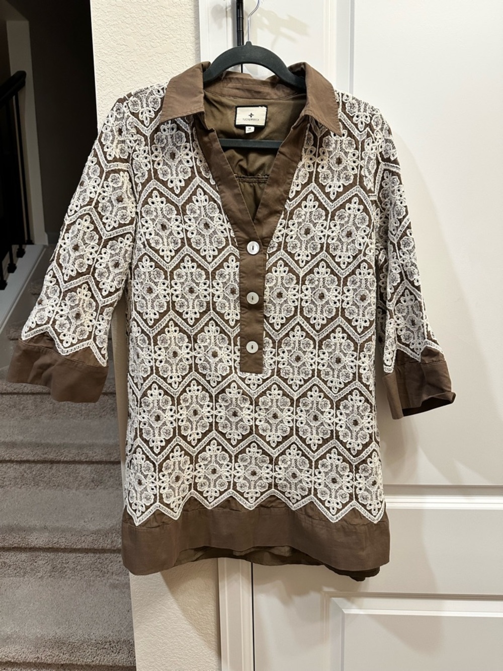 Tuckernuck Mocha Mousse Lace Collier Dress - Picture 2 of 3